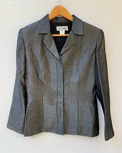 Liz Jordan Womens Vintage Retro Silver Stripe Blazer Jacket Size 10 Aust Made - Picture 1 of 9
