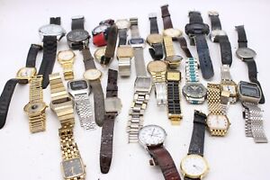 C x30 Vintage Quartz Gents Wristwatches Not Tested inc Pulsar, Casio, Seiko