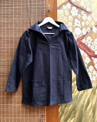 Vintage Monument Traditional British Fisherman Smock Cotton Canvas Jacket Navy S - Image 1 of 4