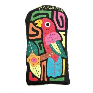 Handmade Panama Kuna Glasses sleeve w Colorful Parrot Macaw Folk Art Appliqué - Picture 1 of 8