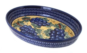 Blue Rose Polish Pottery Grapes Medium Oval Baker - Picture 1 of 1