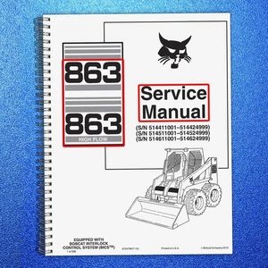 BOBCAT 863 & 863 HIGH FLOW SERVICE MANUAL SECURED, FRONT & BACK - HUGE FOLDOUTS! - Picture 1 of 9