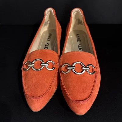 Mocasines Anne Klein I Flex “Akola” naranja gamuza espuma viscoelástica 8 1/2 M Foto 1 de 4
