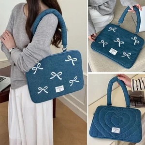Bestickte Laptoptasche gewaschen Denim Aktentasche Hülle Mode Tragbar PC Tasche - Bild 1 von 14
