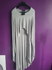Join Clothes Greece Grey Knit Maxi Dress Cut Out Wool Blend L/XL Lagenlook New - Picture 1 of 14