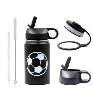 12 oz Soccer Water Bottle, Insulated Thermo Flask with 2 Lids, BPA Free 18/8 ... - Picture 1 of 6