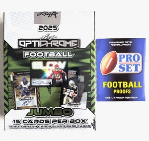 2025 LEAF OPTICHROME FOOTBALL SEALED JUMBO HOBBY BOX - 12 Autos 3 Base + BONUS - Picture 1 of 1