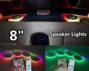 4PCS 8" CHASING FLOW LED Rings 1/2"Spacer Remote+APP Loudspeakers SpeakerLights - Foto 1 di 18