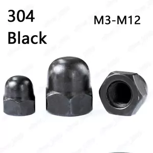 Schwarz 304 Edelstahl Sechskantkappe Muttern Sechskanteichel Mutter M3 M4 M5 M6 M8 M10 M12 - Bild 1 von 6