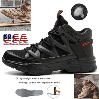 Sapatos de trabalho masculinos de construção tênis sapatos de segurança biqueira composta botas de trabalho - Imagem 1 de 4