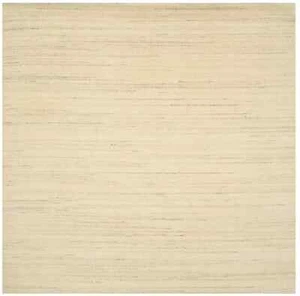 Cream Solid Hand-Loomed 6X6 Gabbeh Wool Square Rug Oriental Home Decor Carpet - Picture 1 of 12
