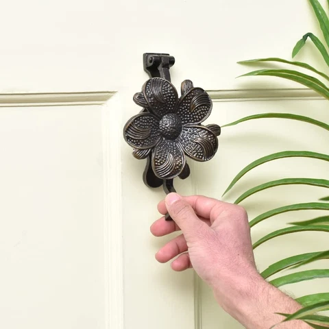 Antique Handmade Sunflower Design Iron Door Knocker Door Bell For Main Door Cover