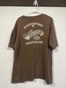 Harley Davidson Classic Motorcycles Cincinnati T-Shirt Size XXL Brown - Picture 1 of 3