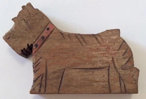Estatuilla tallada madera envejecida perro Scottie vintage 4" - Imagen 1 de 7