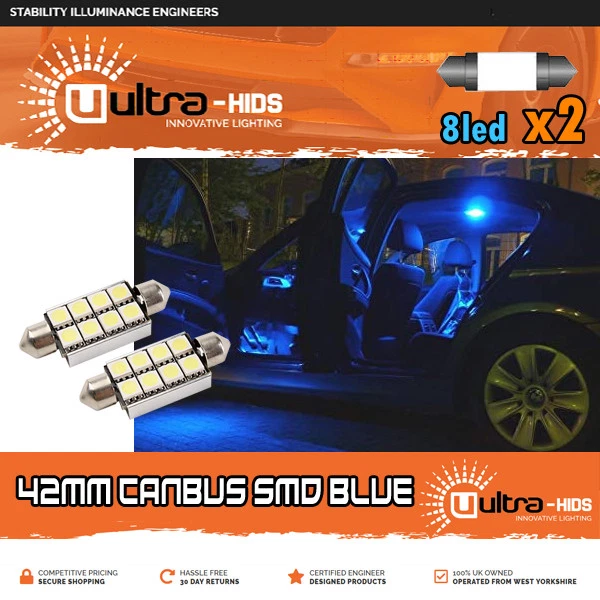 Festoon Canbus 44mm 42mm SV8,5 C10W 264 SMD LED CAN-BUS interior Car Bulbs BLUE - Image 1 of 1