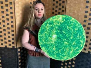 "Tambor chamán vegano ""La Belle Verte", tambor de marco verde, terapia de sonido 20" - Imagen 1 de 12