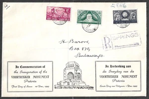 SOUTH AFRICA - REGD FIRST DAY COVER - VOOTREKKER MONUMENT - 1st DEC 1949 - Picture 1 of 2