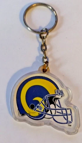 LOS ANGELES RAMS Clear Plastic Helmet Logo NFL Football Key Ring Key Chain 2" Cover