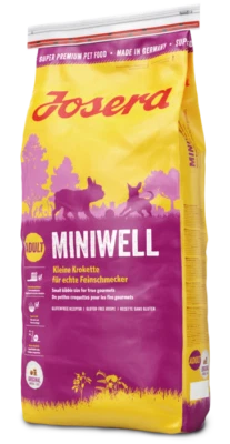 Josera MiniWell complete Adult food for mini breeds needing a smaller kibble