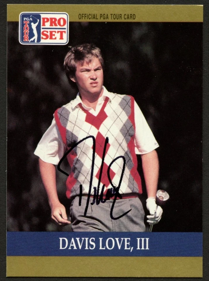 Tarjeta coleccionable de golf Davis Love, III #56 firmada con autógrafo automático 1990 Pro Set Foto 1 de 1