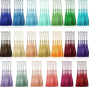 100 Pcs Silky Bookmark Tassels with Loops for Jewelry Making Crafts Keychain - Picture 1 of 6