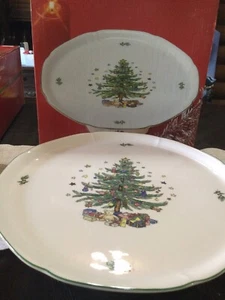 Christmas NIKKO Porcelain Pedestal Cake Plate 10 3/4" Vintage - Picture 1 of 4