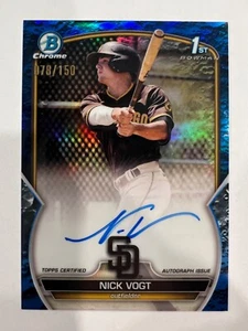2023 Topps Bowman Chrome Nick Vogt Blue Lunar Crater Auto /150 #CPA-NV Padres - Picture 1 of 2