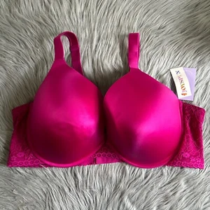 Joyspun Plunge Bra Women's Size 46DDD Pink Padded Push Up Underwire Back Closure - Picture 1 of 6