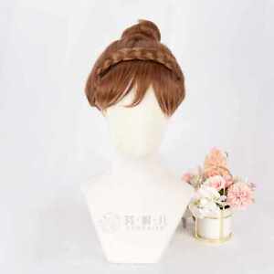 Brown girl updo Braid bun style tilted frisette cosplay wig Synthetic hair