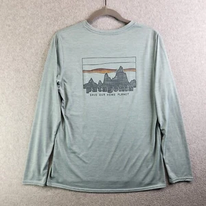 Patagonia Top Womens M Blue Capilene Cool Daily Save Our Home Planet Crewneck - Picture 1 of 13
