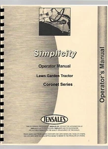 Tractor Simplicity Jardín Césped Propietarios Operadores Serie Coroneta Manual - Imagen 1 de 6