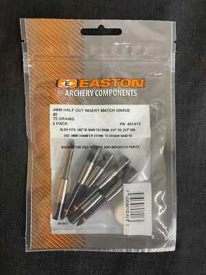 Easton Archery 4MM Match Grade Half Out Inserts 6 Pack Multiple Sizes - Image 1 of 4