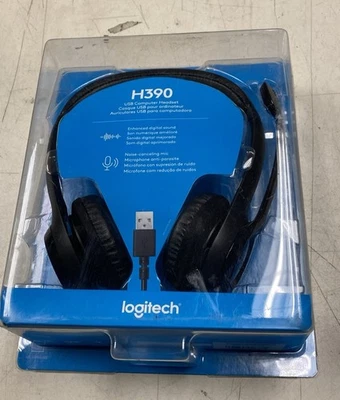 10 Logitech H390 Black Over the Ear USB Headset - Image 1 of 3