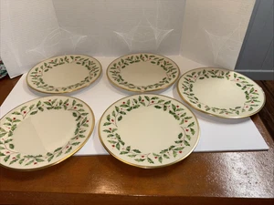 Set of five  Lenox Holiday Dimension 8 in salad Plates USA  Unused - Picture 1 of 4