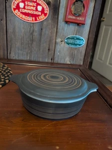 Pyrex Terra Black Brown #471 One Pint Casserole With Lid MCM With Advertising - Picture 1 of 6