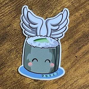 Pegasushi Cucumber Hosomaki Roll contour cut vinyl sticker - Picture 1 of 2
