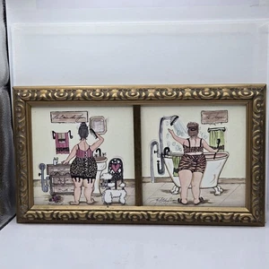 Savon Mon Ami Bathroom French Art Print Joy Alldredge : Woman With Poodle Framed - Picture 1 of 19