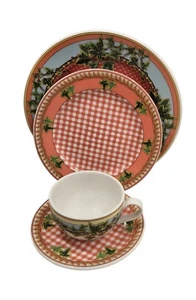 Versace Rosenthal Ivy Leaves Passion Red Dinner Plate Salad Plate Cup & Saucer - Picture 1 of 9