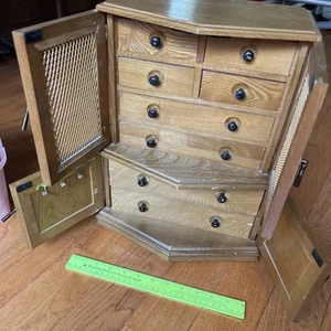 Portagioie alto 16" vintage Giappone in legno massello stile cassapanca - Foto 1 di 18