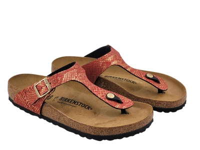 BIRKENSTOCK Gizeh 1020008 Shiny Phyton Red/Gold Birko Flor normale Weite Damen