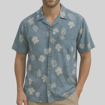 Joseph & Feiss Hawaiian Shirt Tropical Palm Tree Print Blue XXL Casual Summer - Image 1 of 4