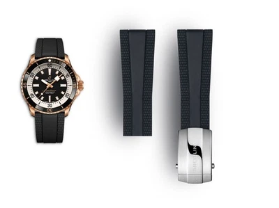 Auténtica correa de goma negra Breitling Superocean OEM 22 mm + cierre plegable