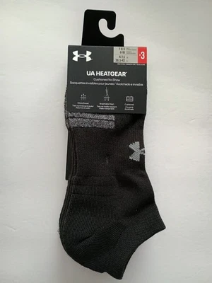 Under Armour UA Heatgear Cushioned No Show Socks - Black/Grey (3 pairs) - Image 1 of 2
