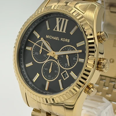 MICHAEL KORS MK8286 Lexington Chronograph Black Dial Gold-Tone Unisex Watch - Image 1 of 4