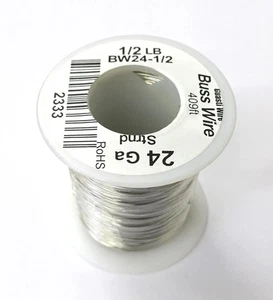 BW24-1/2, 24 Gauge Tinned Copper Bus Wire, 1/2 Pound Roll (409' Approx.) 24AWG - Picture 1 of 1