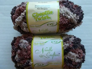Needle Crafters Chenille Twist fashion yarn, beige/brown, lot of 2 - Picture 1 of 2