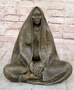 Estatua de bronce de guerrero indio nativo americano firmada Art Deco - Imagen 1 de 10