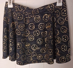 SO Authentic American Heritage Girls Size 12 1/2 Gray/Gold Skater Skirt Emoji - Picture 1 of 6