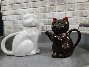 Vintage Kitty Cats Ceramic Tea Pot And Creamer, Making A Set .Playful&Adorable - Picture 1 of 9