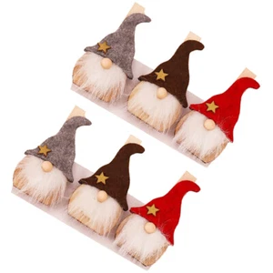 1 Set 6 Pcs Christmas Santa Clause Doll Clips Wooden Clips (Assorted Color) - Picture 1 of 12
